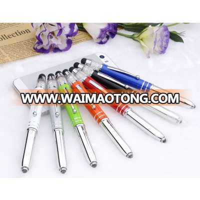 metal stylus pen with LED light and crystal JK-PM005